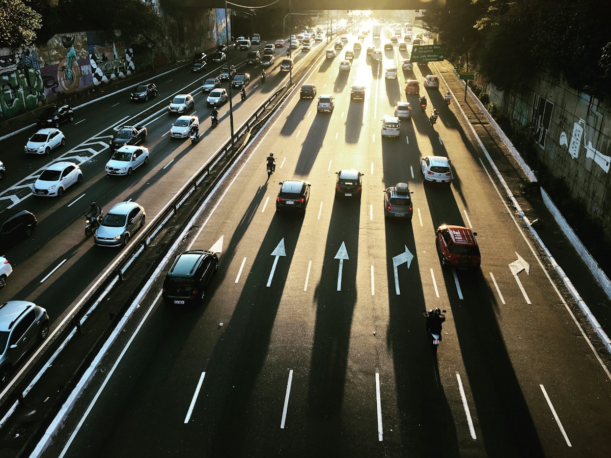 Aerial view of a highway road segment